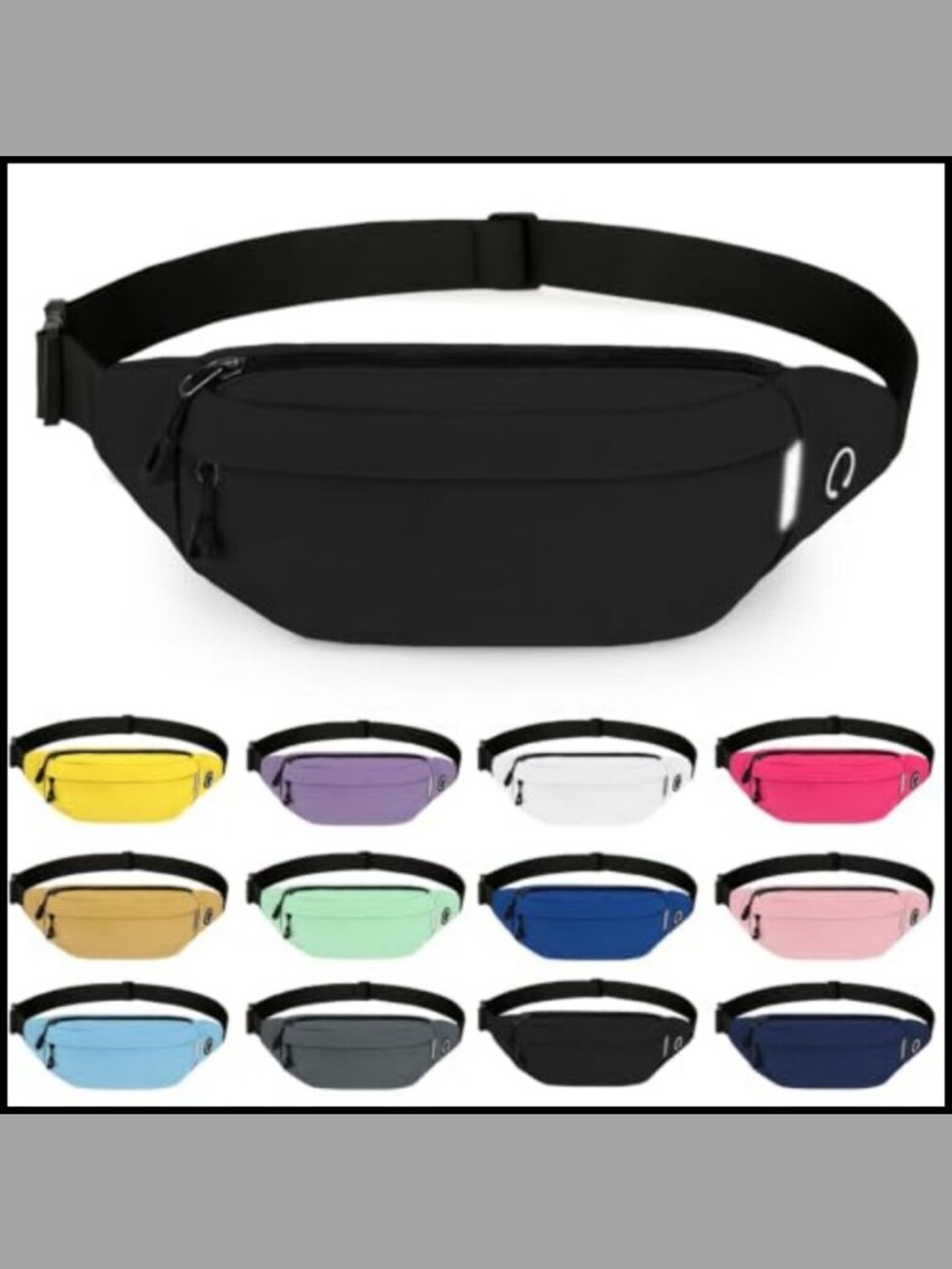 Reflective Waist Pack Crossbody Bag 3-Zip Oxford Water Resistant Running Belt